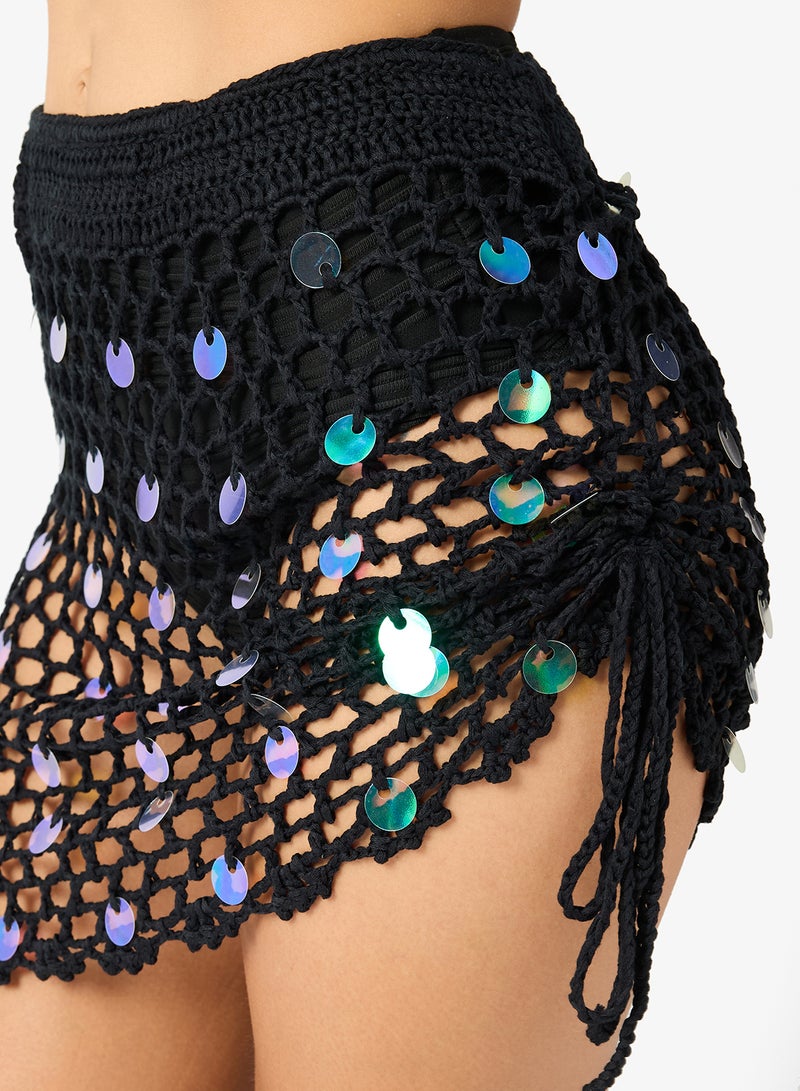 Ginger Sequin Crochet Tie Up Sarong - Image 4
